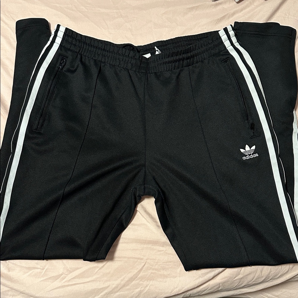 Adidas Black and White Zipper Track Pants - Picture 3 of 5